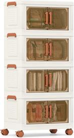 Opbergbox met deksel - Opbergdoos - 4x19L - Wit - COSTWAY, Huis en Inrichting, Verzenden, Nieuw