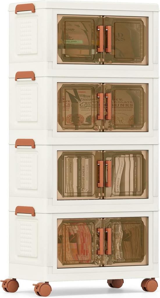 Opbergbox met deksel - Opbergdoos - 4x19L - Wit - COSTWAY, Huis en Inrichting, Woonaccessoires | Overige, Nieuw, Verzenden