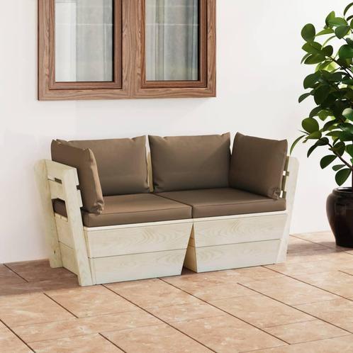 vidaXL Tuinbank 2-zits met kussens pallet vurenhout, Tuin en Terras, Tuinsets en Loungesets, Nieuw, Verzenden