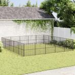 Hondenkennel 20 panelen gepoedercoat staal zwart, Dieren en Toebehoren, Hondenhokken, Verzenden, Nieuw