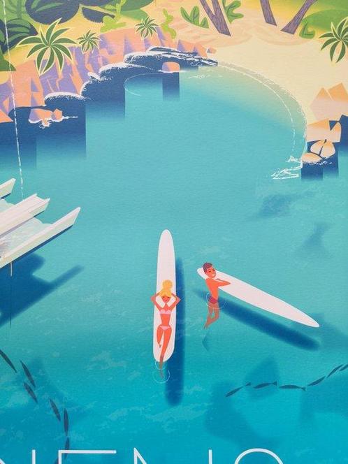 Monsieur Z - Original Travel Poster  Giens  French Riviera, Antiek en Kunst, Kunst | Tekeningen en Fotografie