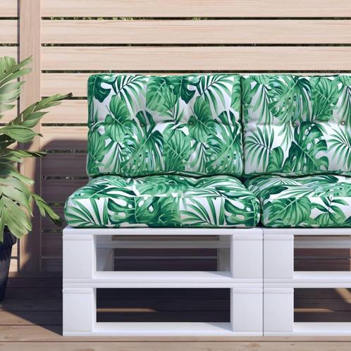 vidaXL Palletkussen 60x40x12 cm stof bladpatroon, Huis en Inrichting, Woonaccessoires | Kussens, Nieuw, Verzenden