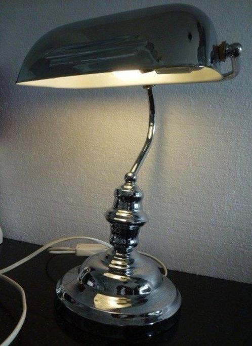 Bureaulamp - Verchroomd - ZILVER notariële bureaulamp, Antiek en Kunst, Curiosa en Brocante