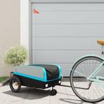 vidaXL Fietstrailer 30 kg ijzer zwart en blauw, Fietsen en Brommers, Fietsaccessoires | Aanhangwagens en Karren, Verzenden, Nieuw