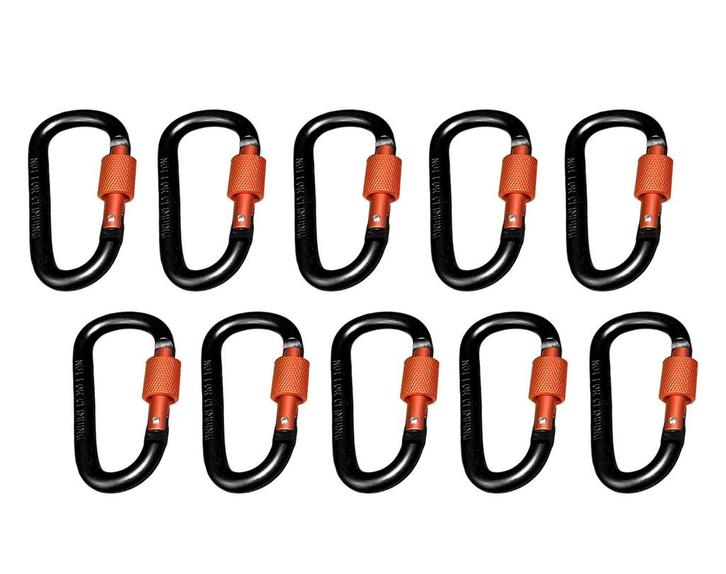 Set van 10 karabijnhaken, kleur 2: black orange, 100 kg, Doe-het-zelf en Bouw, Gereedschap | Overige machines, Nieuw, Verzenden