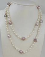 Zonder minimumprijs - Halsketting Zilver, 6x11mm roze en, Handtassen en Accessoires, Kettingen, Nieuw