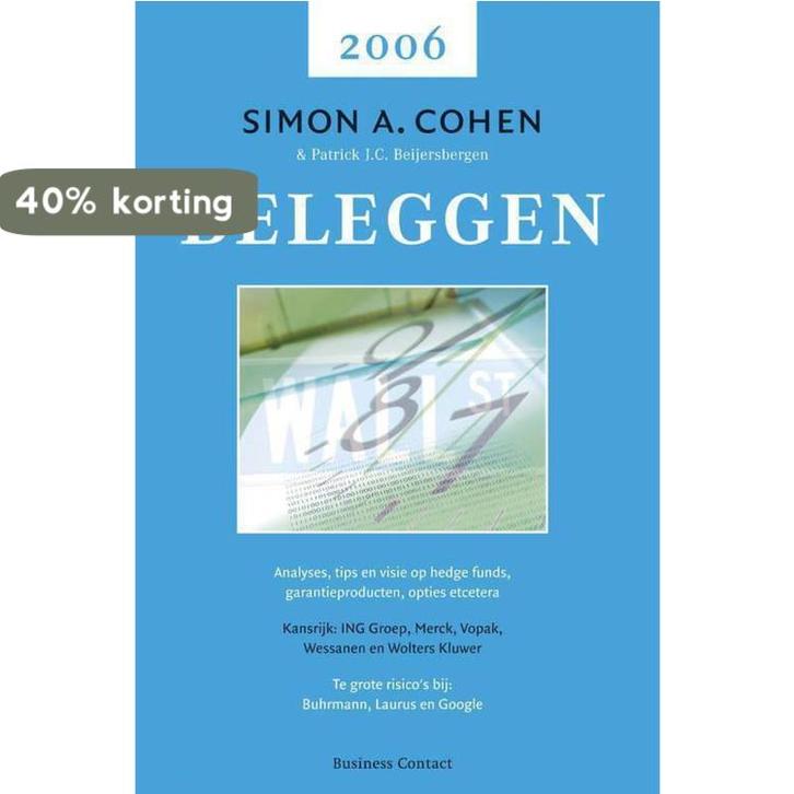 Beleggen 2006 9789047001614 S.A. Cohen, Boeken, Economie, Management en Marketing, Gelezen, Verzenden