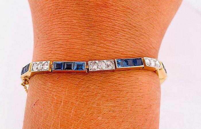 Armband - 18 karaat Geel goud Diamant (Natuurlijk) - Saffier, Bijoux, Sacs & Beauté, Bracelets