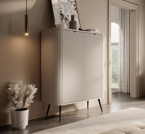 Dressoir beige 103x39x129 cm - Opbergkast 2 deuren, Huis en Inrichting, Kasten | Dressoirs, 25 tot 50 cm, Nieuw, 100 tot 150 cm