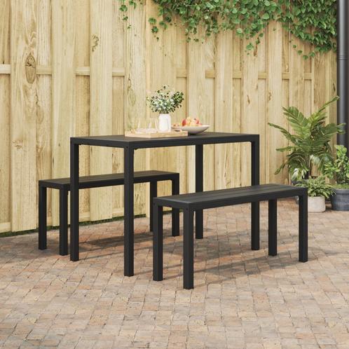 vidaXL 3-delige tuinset - staal en WPC in het zwart, Tuin en Terras, Tuinsets en Loungesets, Nieuw, Verzenden