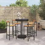 vidaXL 5-delige Tuinbarset poly rattan en massief acaciahout, Tuin en Terras, Verzenden, Nieuw