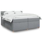 vidaXL Boxspring met matras stof lichtgrijs 200x200 cm, Verzenden