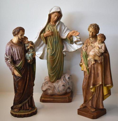 Malsiner Hans - gestempeld - Statue, 3 religieuze beelden -, Antiek en Kunst, Antiek | Boeken en Manuscripten
