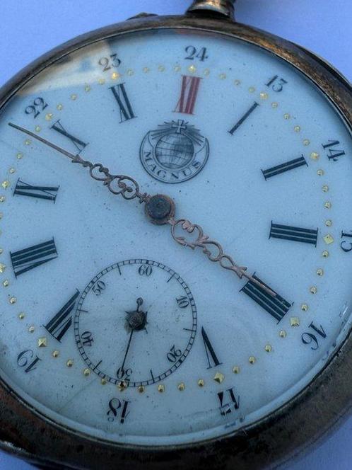 Antiek zilveren zakhorloge - MAGNUS - 1900-1949, Handtassen en Accessoires, Horloges | Heren