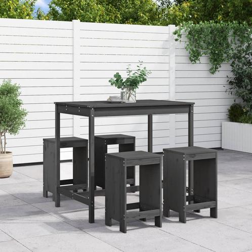 vidaXL 5-delige Tuinbarset massief grenenhout grijs, Tuin en Terras, Tuinsets en Loungesets, Nieuw, Verzenden