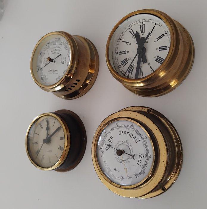 Marine barometer, klok (4) - Messing, Antiek en Kunst, Curiosa en Brocante