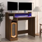 vidaXL Bureau met LED-verlichting 97x45x90 cm hout bruin, Huis en Inrichting, Bureaus, Verzenden, Nieuw