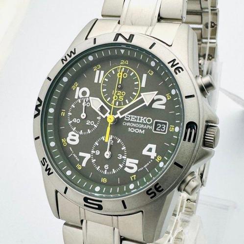 Seiko - Chronograph Military Dark Green and Yellow and White, Bijoux, Sacs & Beauté, Montres | Hommes