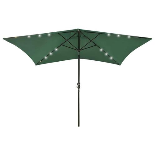 Parasol 2x3m groen met LED - OP=OP - Profiteer nu! 40%, Tuin en Terras, Parasols, 2 tot 3 meter, Kantelbaar, Nieuw, Stokparasol