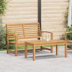 vidaXL Tuinbank Set 2 pcs Bruin Massief teakhout, Tuin en Terras, Tuinsets en Loungesets, Verzenden, Nieuw