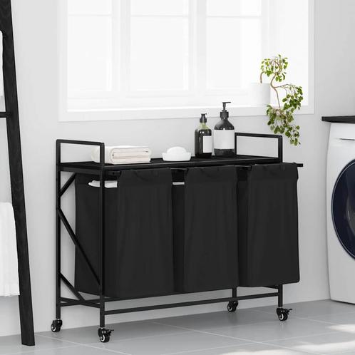 vidaXL Wasmand 3 vakken met planken zwart eikenkleurig, Huis en Inrichting, Woonaccessoires | Overige, Nieuw, Verzenden