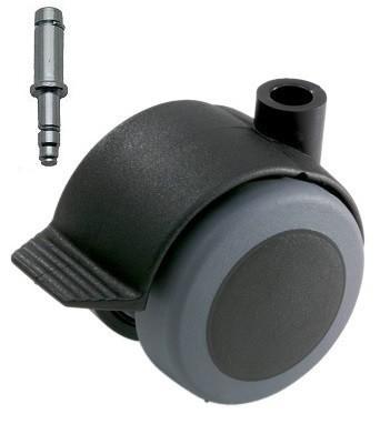 Meubelwiel zwart Zacht + Rem 50 mm Stift 11 mm, Doe-het-zelf en Bouw, Zwenkwielen, Nieuw