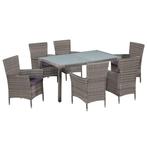 vidaXL 7-delige Tuinset met kussens poly rattan grijs, Verzenden, Nieuw, Tuinset