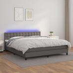 vidaXL Boxspring met matras en LED kunstleer grijs 160x200, Maison & Meubles, Verzenden