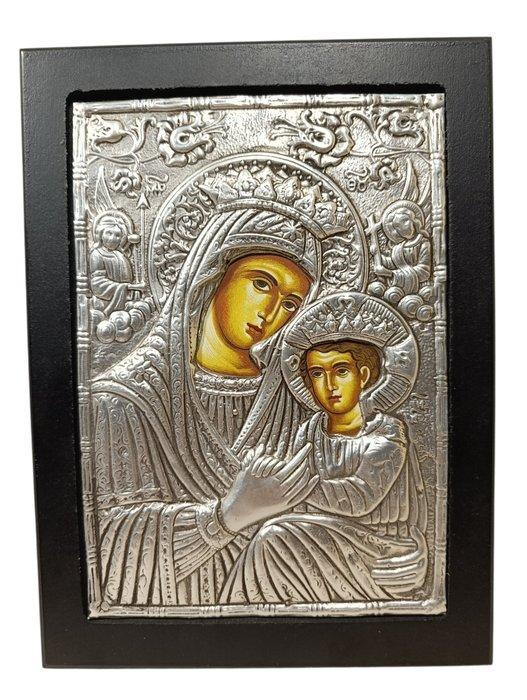 Icoon - Moeder Gods - Metaal, Hout, Antiquités & Art, Antiquités | Livres & Manuscrits