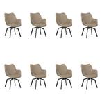 Set van 8 Leren draaibare eetkamerstoelen Magic - Hermes, Ophalen of Verzenden