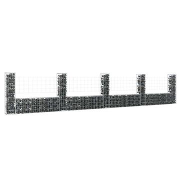 vidaXL Schanskorf U-vormig met 5 palen 500x20x100 cm ijzer, Verzenden
