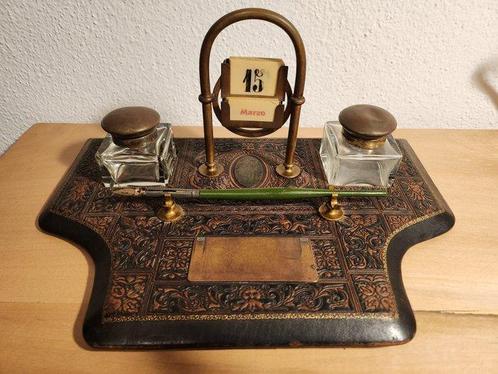 Bureauset - Anni 40 - 50 - Leder, Antiek en Kunst, Curiosa en Brocante