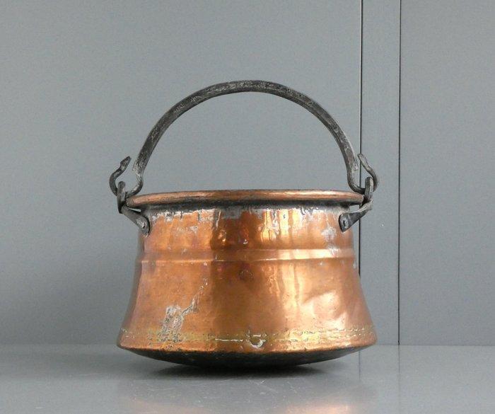 Pan - Antieke Koperen Ketel met Hengsel - Koper, IJzer, Antiquités & Art, Antiquités | Autres Antiquités
