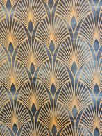 Tissu vert dégradé avec motif Art déco doré, élégance