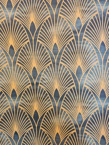 Tissu vert dégradé avec motif Art déco doré, élégance