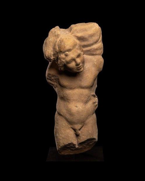 Romain antique Marbre Télamon en forme de satyre. 1er siècle, Verzamelen, Mineralen en Fossielen