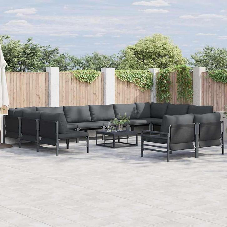 vidaXL Tuinbank Set 13 pcs Antraciet Staal, Tuin en Terras, Tuinsets en Loungesets, Nieuw, Verzenden