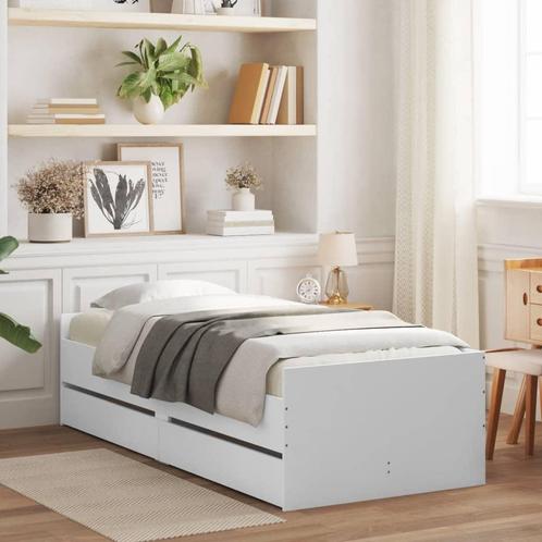vidaXL Cadre de lit avec tiroirs blanc 90x200 cm, Maison & Meubles, Chambre à coucher | Lits, Neuf, Envoi