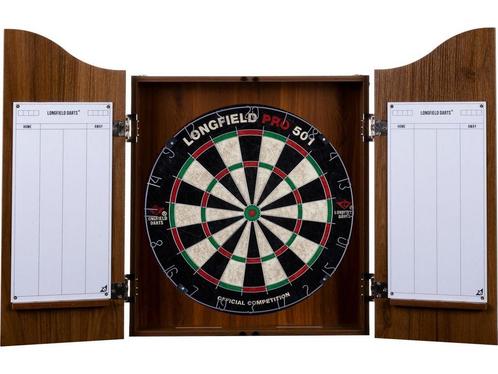 Dartkast bruin (incl. dartbord en 2 sets 18gr darts), Huis en Inrichting, Woonaccessoires | Overige, Zo goed als nieuw, Verzenden