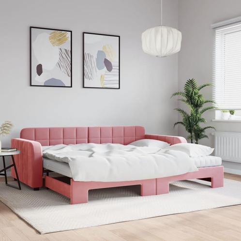 vidaXL Slaapbank onderschuifbed en matrassen 90x200 cm, Huis en Inrichting, Slaapkamer | Bedden, Nieuw, Verzenden