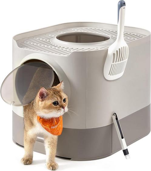 Kattenbak - Busy Cat - XL gesloten - Boveningang - Grijs, Dieren en Toebehoren, Kattenbakken, Nieuw, Ophalen of Verzenden