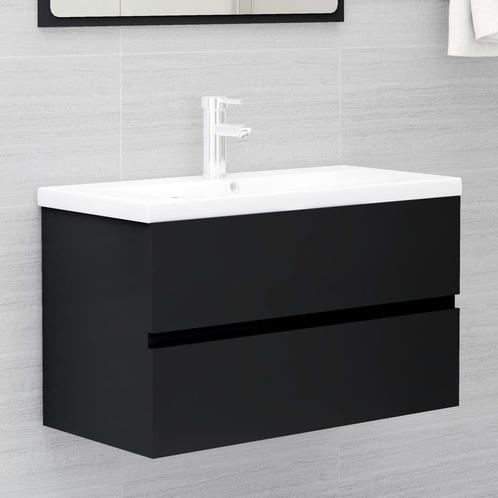 vidaXL Wastafelkast 80x38,5x45 cm bewerkt hout zwart, Huis en Inrichting, Badkamer | Badkamermeubels, Nieuw, Verzenden
