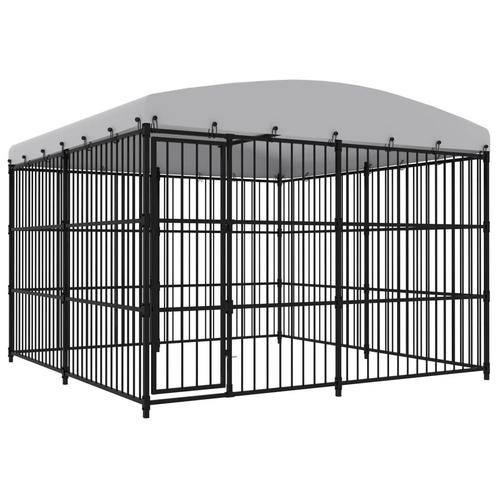vidaXL Hondenkennel voor buiten met dak 300x300x210 cm, Dieren en Toebehoren, Hondenbenches, Nieuw, Verzenden