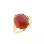 Gouden ring met carneool (vintage ring, vintage, geelgoud), Handtassen en Accessoires, Ringen, 18 tot 19, Gebruikt, Overige kleuren