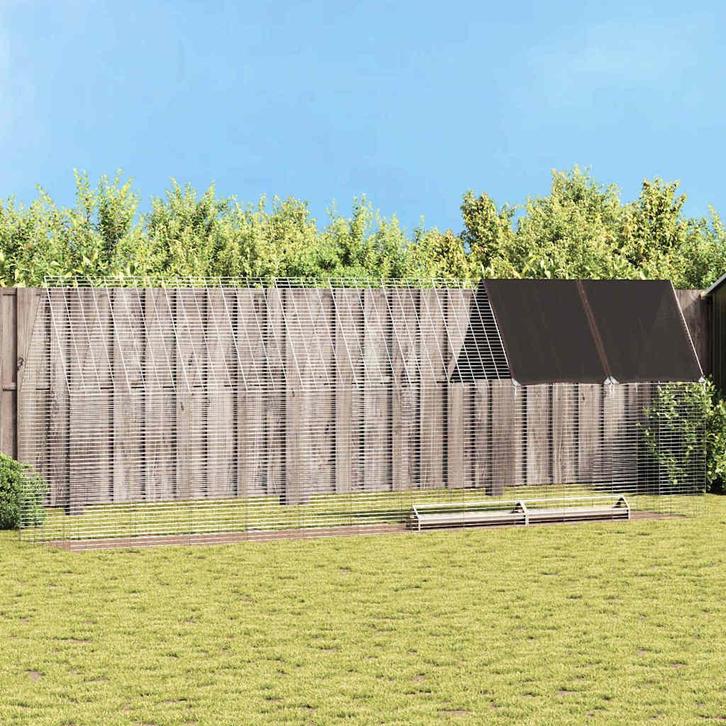 vidaXL Kippenhok 2 pcs Zilver 600 x 100 x 210 cm Gegevens, Dieren en Toebehoren, Knaagdieren en Konijnen | Hokken en Kooien, Nieuw