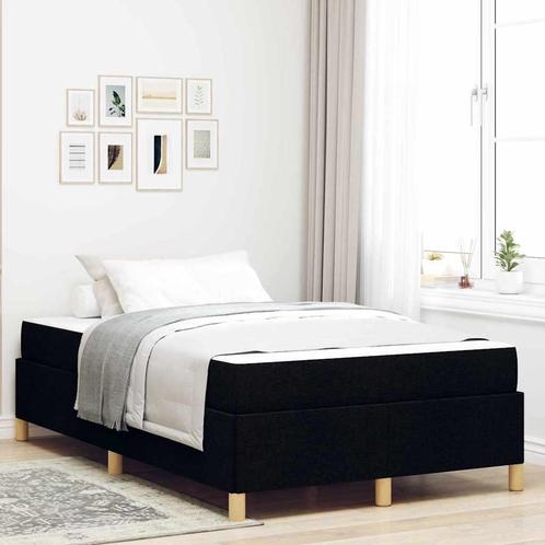 vidaXL Boxspring bed Zwart en Wit en Zwart 120 x 200 cm Stof, Huis en Inrichting, Slaapkamer | Bedden, Nieuw, Verzenden
