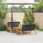 vidaXL Tuinstoelen met Tafel - 3-delige Set in Zwart Massief, Tuin en Terras, Tuinstoelen, Verzenden, Nieuw