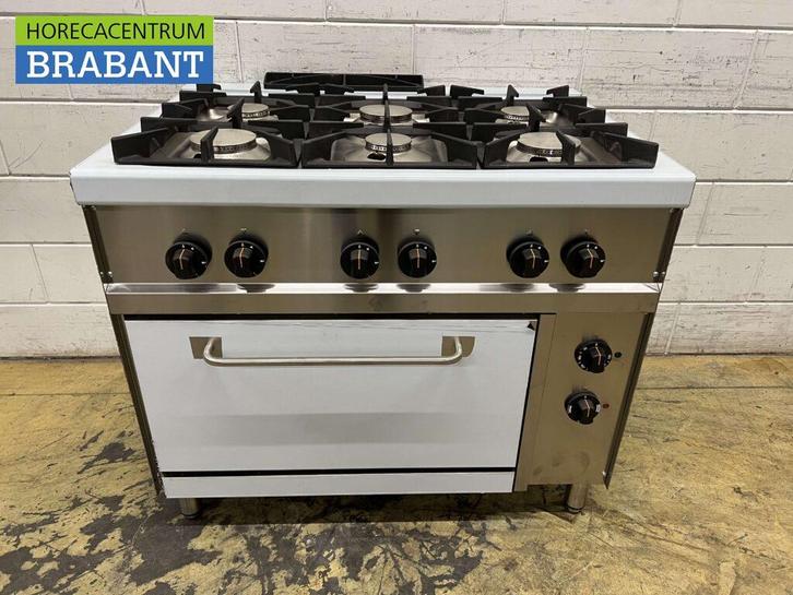 RVS Giga 6 pits Fornuis Gasfornuis met elektrische oven 100, Zakelijke goederen, Horeca | Keukenapparatuur, Ophalen of Verzenden