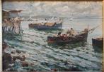 Romolo Leone (1883-1958) - Marina napoletana con pescatori, Antiek en Kunst, Kunst | Schilderijen | Klassiek