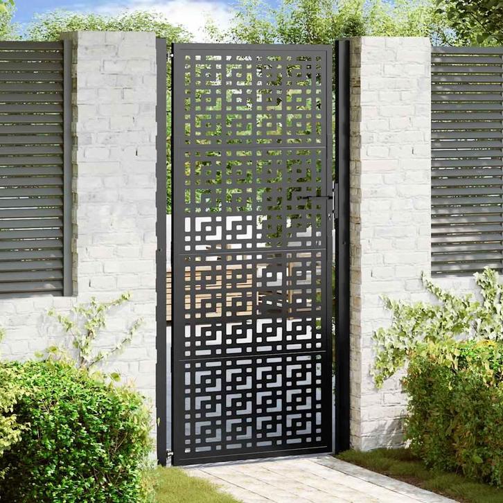 vidaXL Poort met kruisontwerp 105x205 cm staal zwart, Tuin en Terras, Tuinpoorten, Nieuw, Verzenden